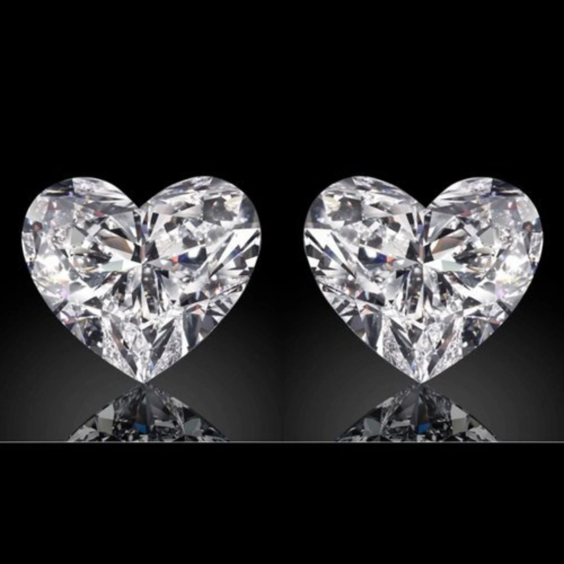 Heart Shaped 3 Carat diamond Earrings In 18K White Gold | Fascinating  Diamonds